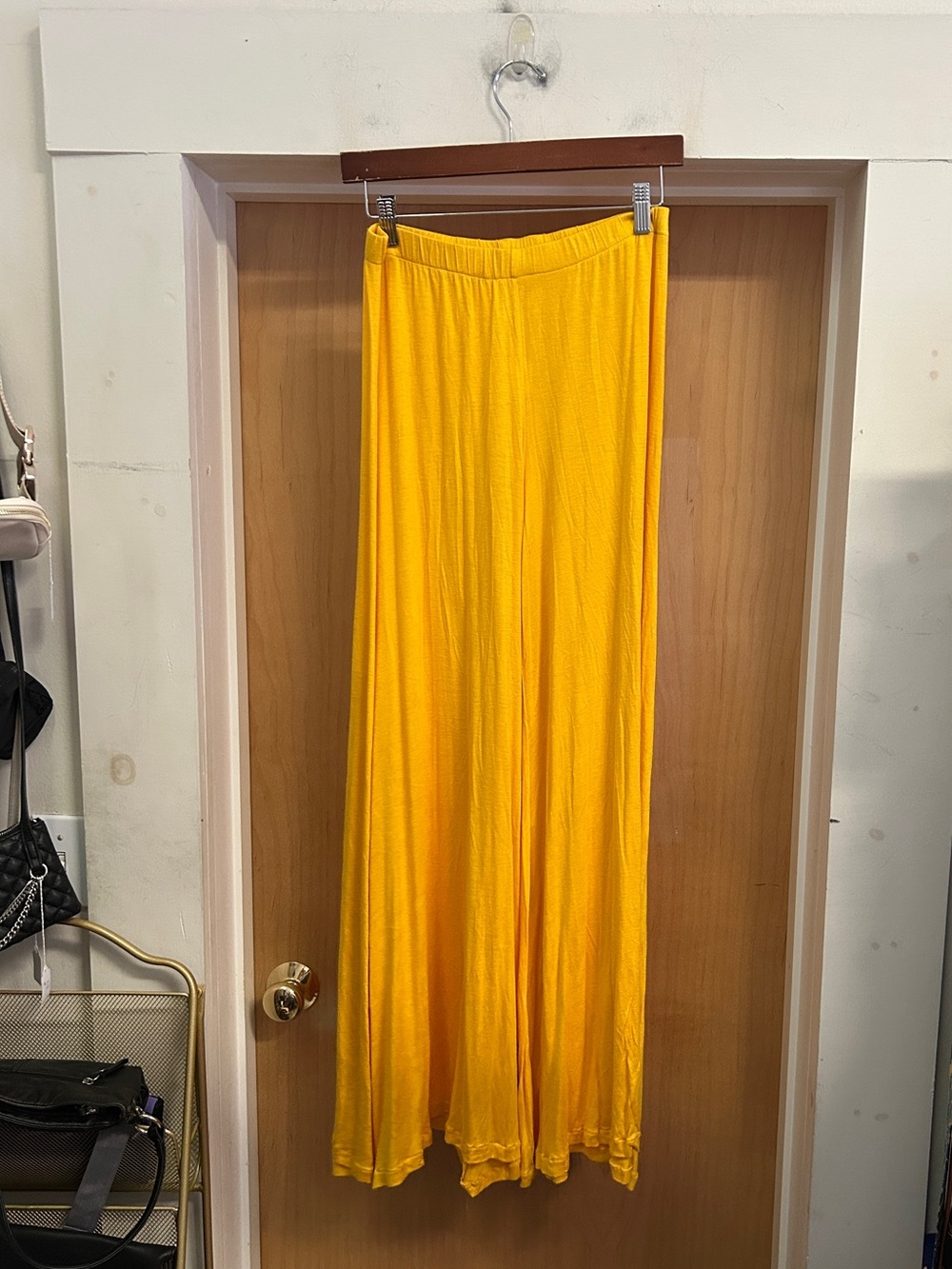 NWT! Wassa Golden Mustard Extremely Flare Pull On Pants - size L - MSRP $69!